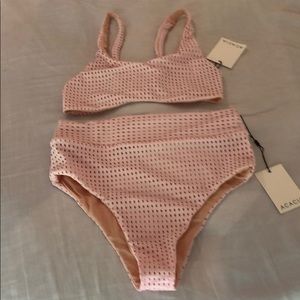 NWT Medium Acacia Ballerina pink mesh bikini set
